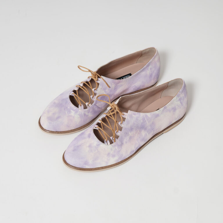 Allegra ~ Lavender Leather Lace-up Flats