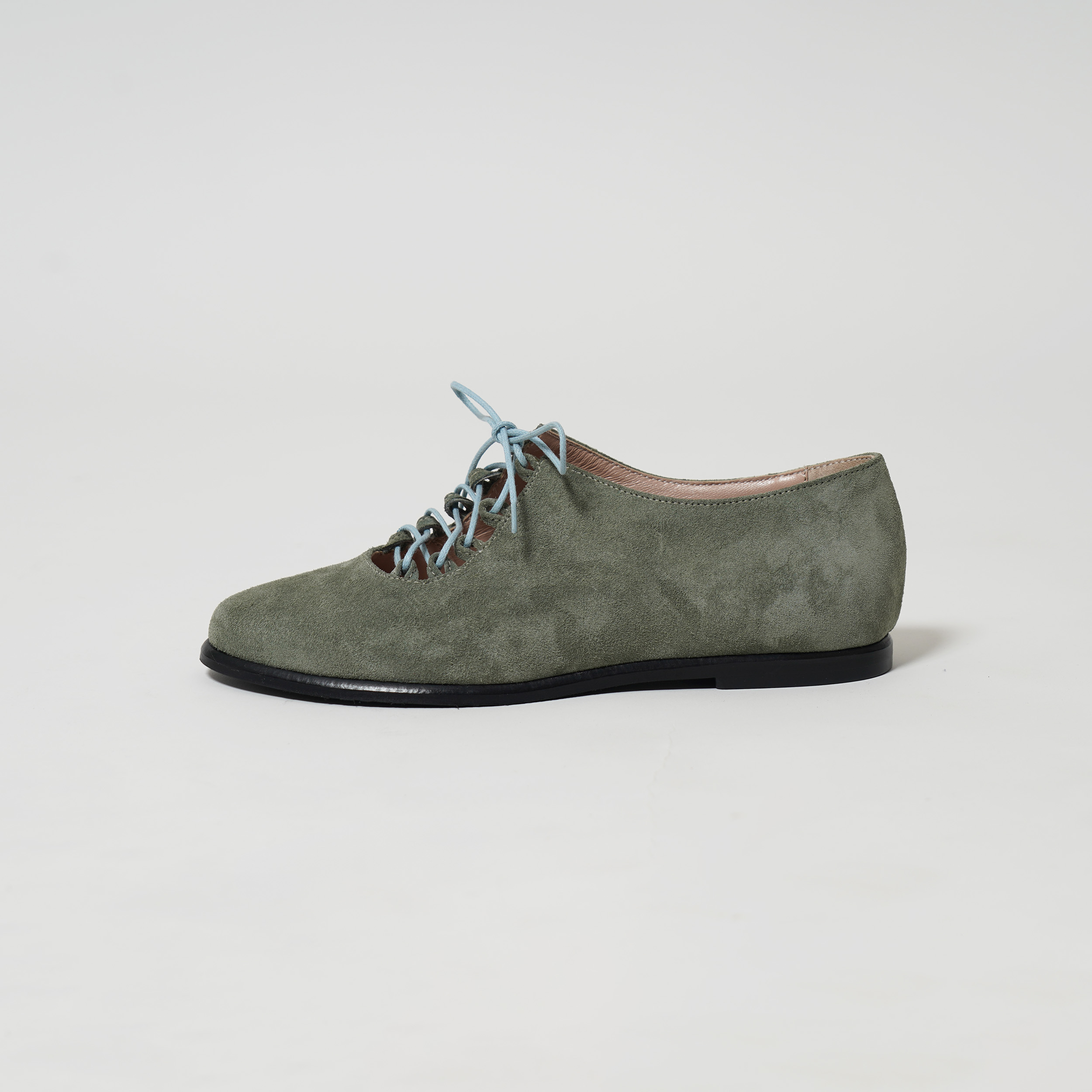 Allegra ~ Olive Leather Lace-up Flats