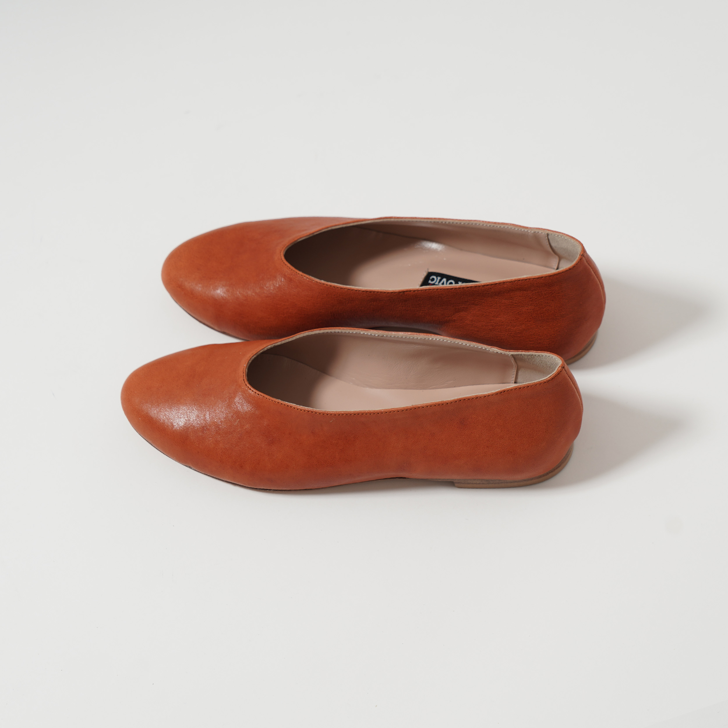 Lolita ~ Orange Leather Flats