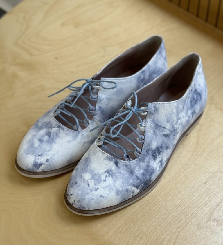 Allegra ~ Cloud Blue Leather Lace-up Flats